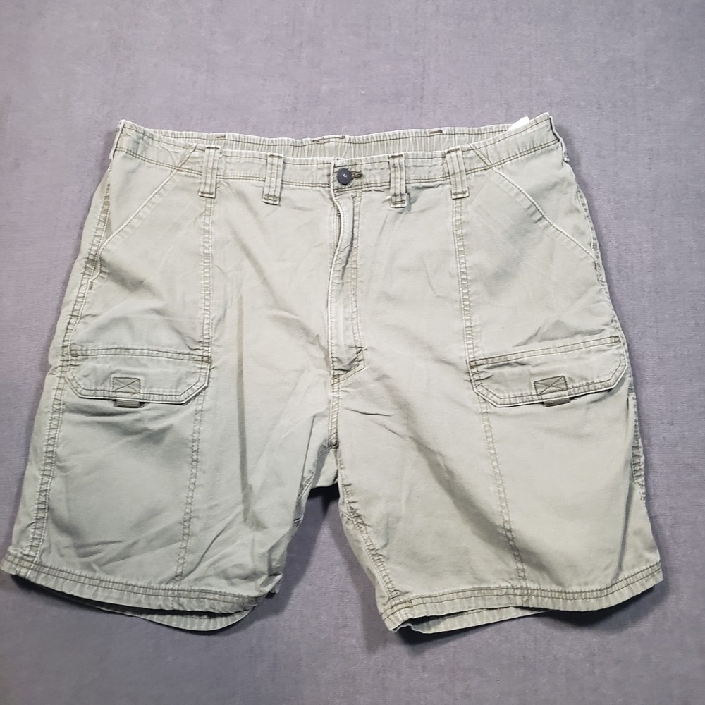 St. John's Bay Cargo Shorts Mens 44 Green Cotton Blend Stretch Utility Outdoor